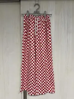 SHEIN 赤と白のチェック柄 ロングパンツ