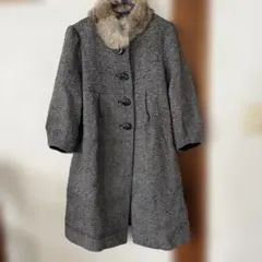 POU DOU DOU グレー系ウール混合ロングコート