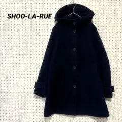 シューラルー フード付きウール混コート 裏地あり（M）ネイビー 上品シルエット