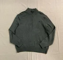 ポロ バイ ラルフローレン ハーフジップ コットンニット XL ワンポイント刺繍