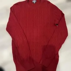 コットンカシミヤクルーネックセーター（長袖） ユニクロ　赤　ケーブル編み　S