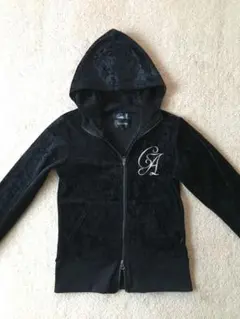 LA GATE「ブラック ベロア パーカー」