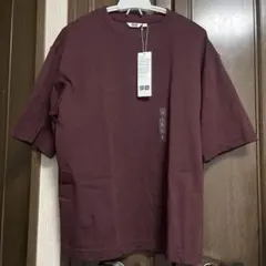 新品 Uniqlo U エアリズムコットンオーバーサイズTシャツ バーガンディ