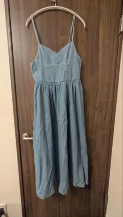 しまむら　デニムキャミソールロングワンピース