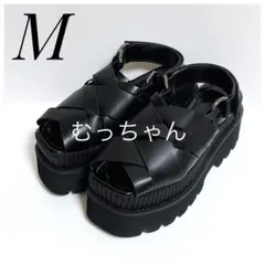 【美品】 JEANASIS ジーナシス ビガー メッシュ サンダル 厚底 M 黒のサムネイル