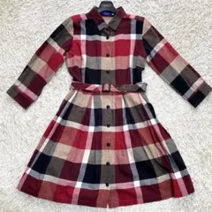 バーバリーブルーレーベル ノバチェック ベルト ロングワンピース 38