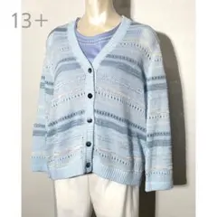 【新品】定価50,600円　レリアン　透かし編みカーディガン　ライトブルー13＋