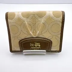 B*G様 【COACH】ベージュ ブラウン シグネチャー 二つ折り財布 ロゴプレ