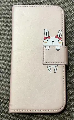 iPhoneSE3 スマホケース 手帳型 ピンク ウサギ