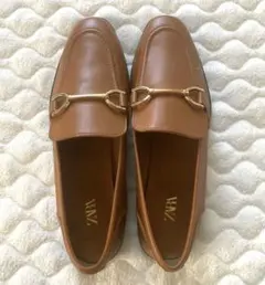 新品 ZARA レザー ローファー キャメル 37 24cm