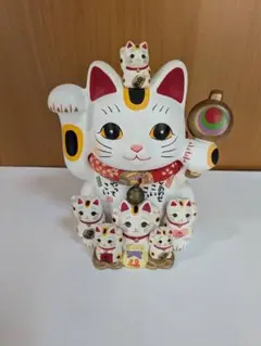 135 薬師窯　招き猫　スタンダード　小槌　鈴付き　子招き猫