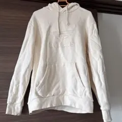 adidas クリーム色 フード付きパーカー M