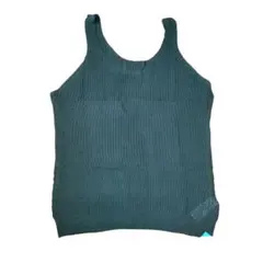 ★タンクトップ 【L】ブラック リブ編み スクープネック キャミソール