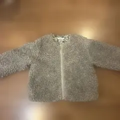 3can4on エコファー　グレー　コート　ジャケット　140 キッズガール