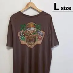 USA古着　Tシャツ　L　ブラウン　半袖　プリント　ロゴ　Royal Palms