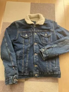 ZARA MANボア付きインディゴデニムジャケットMサイズ