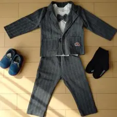 80サイズ　フォーマルスーツ5点セット ストライプ柄