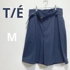 ティーイー ベルト付き ワイドキュロットMサイズ ネイビー リゾート感 モード