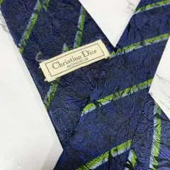 ChristianDior ネクタイ ストライプ ブルー 光沢系カラー シルク