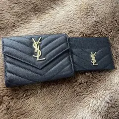 即発送~~二つ折り長財布 ~~YSL金色ロゴ　▶ファスナー小銭入れ付き　❦箱付き 即発送~~二つ折り長財布 ~~YSL金色ロゴ ▷ファスナー小銭入れ付き ❦箱