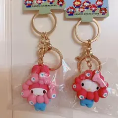 2点♡キティとマイメロ　パステルカラー　サンリオ　なりきり立体キーホルダー