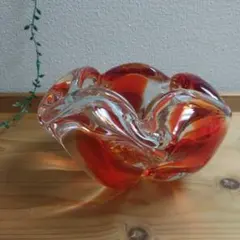 昭和レトロ ガラス 灰皿　ヴィンテージ 小物トレー・インテリア・置物・花器