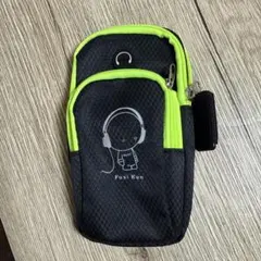 ランニング アームポーチ　スマホポーチ ブラック/グリーン