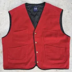 90s OLD GAP ウールベスト 赤 紺タグのサムネイル