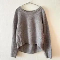 ☆【プライド】ニット セーター 刺繍ロゴ テールカット 毛混 ラグラン袖 38