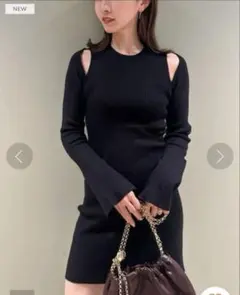 SNIDEL ショルダースリットミニニットワンピース ニット ワンピース 長袖