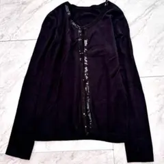 コムサマチュア 長袖カーディガン スパンコール 黒 M 薄手　きれいめ　抜け感のサムネイル