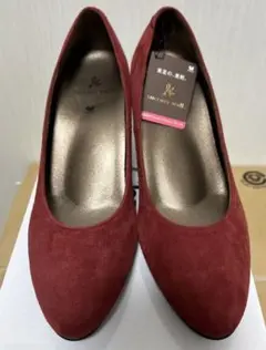 ワコールパンプス　24Eサイズ　赤 スエードのサムネイル