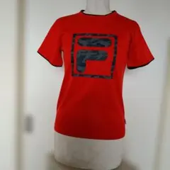 FILA キッズ Tシャツ レッド カモフラロゴ150