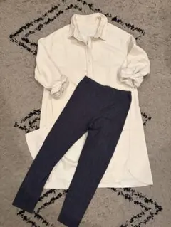 UNIQLO＆GU コーデュロイ長袖ワンピとレギンスセット 150