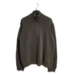 J.CREW 長袖ニット L カーキ ハーフジップ あったか セーター 秋冬