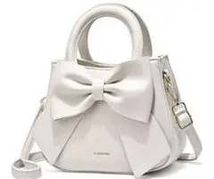 白 バッグ リボン ミニ