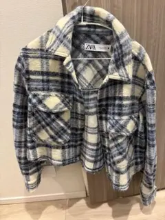 ZARA フリース風チェックジャケット xs