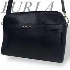 【訳あり】 FURLA フルラ ショルダーバッグ オールレザー シボ革 ブラック