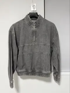 ZARA ハーフジップ デニムジャケット グレー　Sサイズ