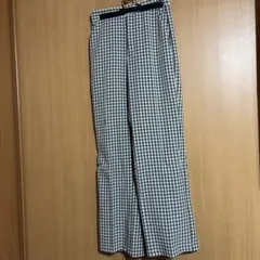 チェック柄 ワイドパンツ ブラウンとホワイト