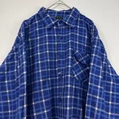 チェック柄シャツ 青 ブルー ネルシャツ