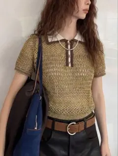 SHEIN カジュアル シック デザイン ポロカラー 半袖トップス