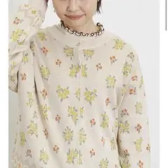 2回着用 SM2マシンウォッシャブル　花柄カーディガン ニット