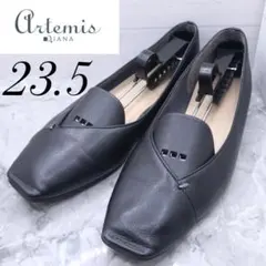 【178】DIANA ダイアナ フラットパンプス　レザー ブラック 黒　23.5