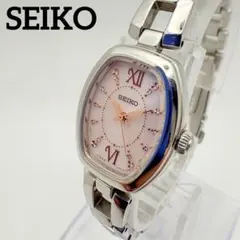 美品 SEIKO セイコー ソーラー腕時計 稼働品 シルバー ピンク レディース