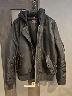 ALPHA MA-1 フライトジャケット L ブラック　フード付き