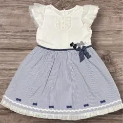 最終値下げ　MIKI HOUSE ノースリーブワンピース ストライプ 120のサムネイル