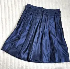 【美品】SEE BY CHLOE 光沢フレアスカート ネイビー 上品 膝丈のサムネイル