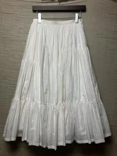 試着のみ】ピンクハウス 生成 ピコフリル使い 豪華綿ローンスカート