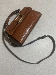 ZARA ザラ　ブラウン クロコダイル風 ショルダーバッグ